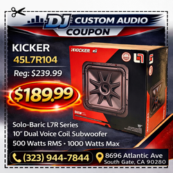 Kicker L7R10 Solo-Baric 10" Dual Voice Coil Subwoofer L7R 1000 Watts 45L7R104 🚨 Payment Options Available 🚨 No Credit Needed 🚨
