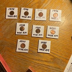 Lincoln Cent  1998, 1999,2000 “Wide AM” Variety 