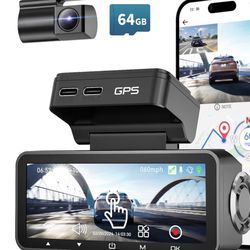 FocuWay Dash Cam Front Rear, IMX415 Sensor 4K 30fps/2K 60fps+1080p, Touch Screen Dash Camera for Car, Voice Control, Built-in GPS WiFi,