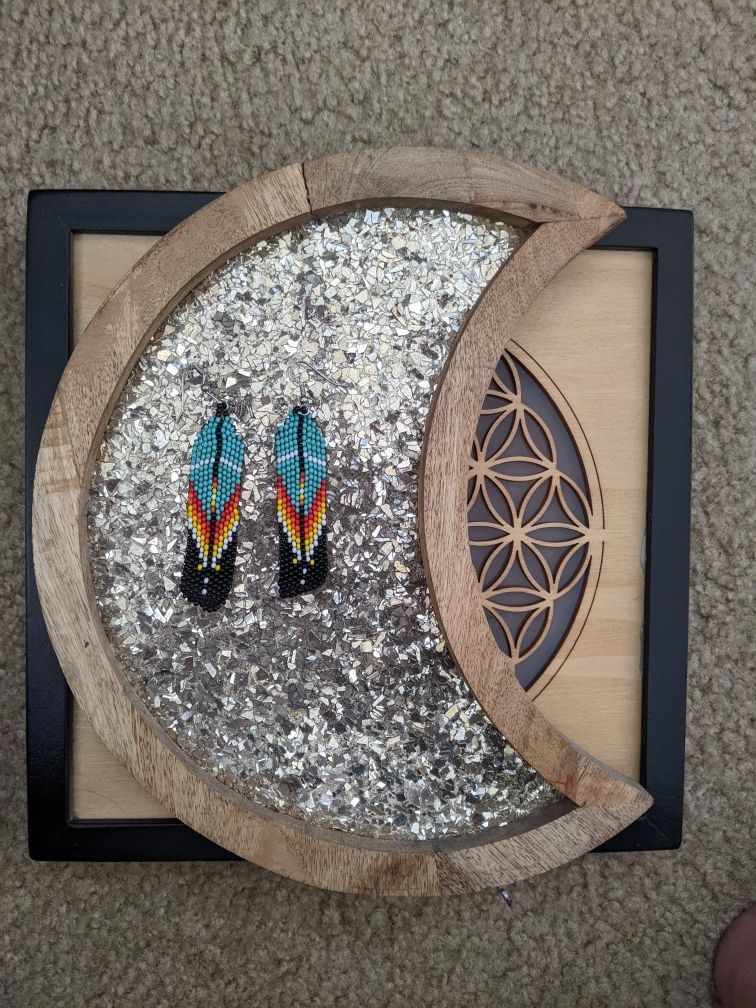 Beaded Feather Native American Style Earrings, Turquoise Feather Earrings, Boho Tribal Earrings, Authentic Huichol Beadwork, Mexican Beading