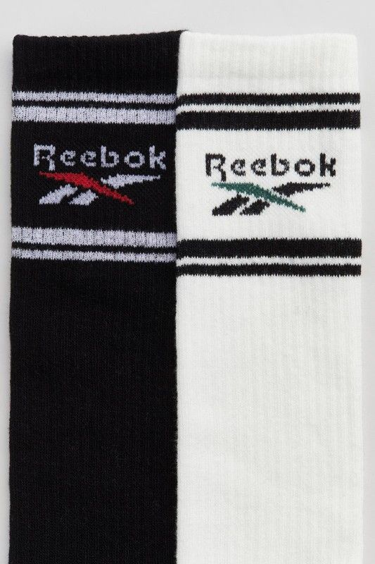 Reebok 2 Pair Of Knee Socks, White/Black, Size 4.5-6.5