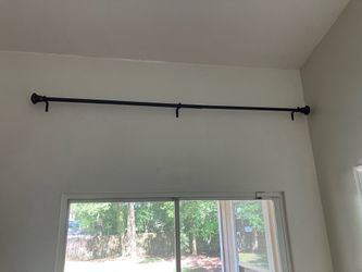Black Metal Curtain Rod with Finials