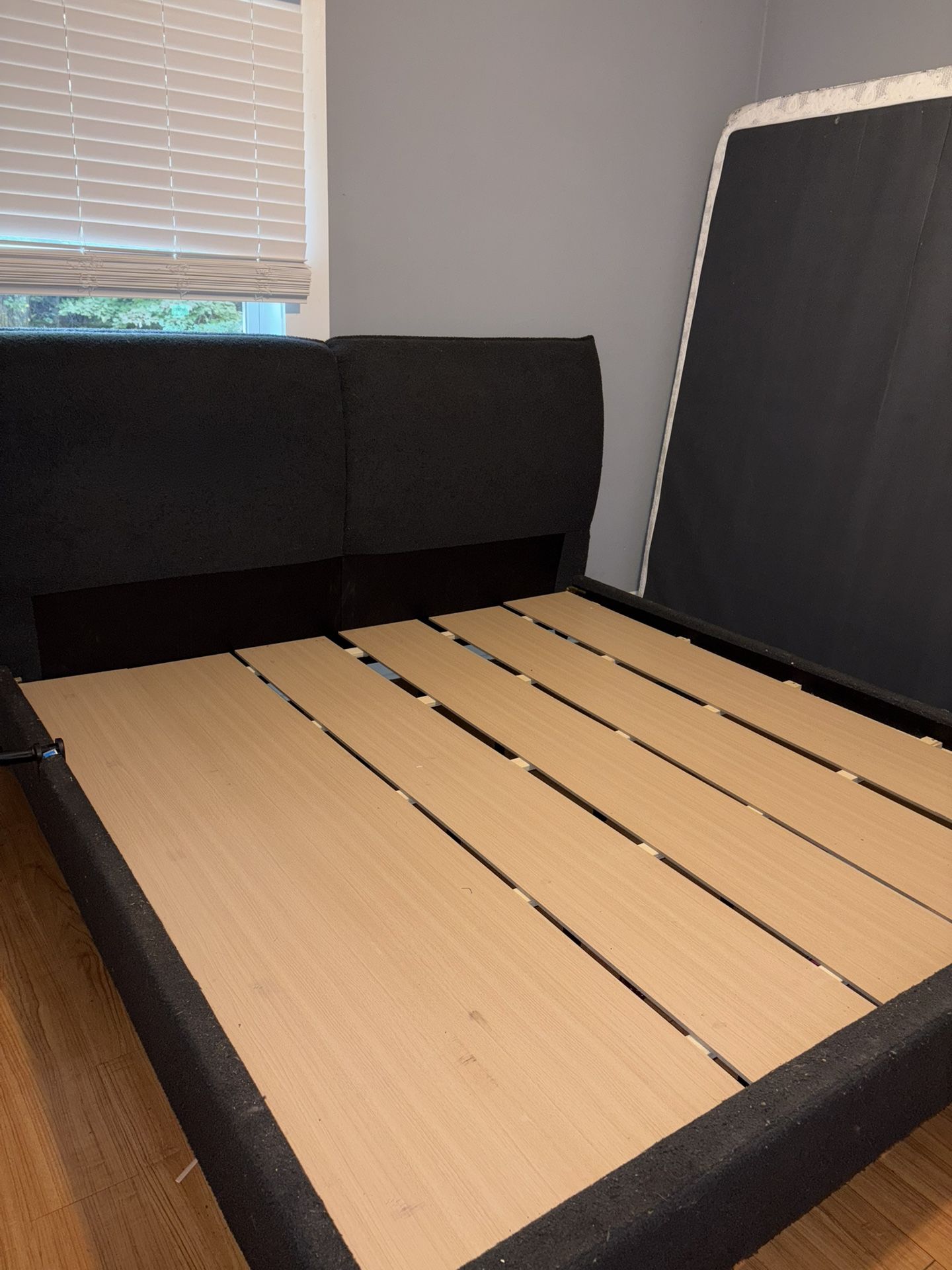 King Size Upholstered Bed Frame – Sturdy with Padded Headboard – $180