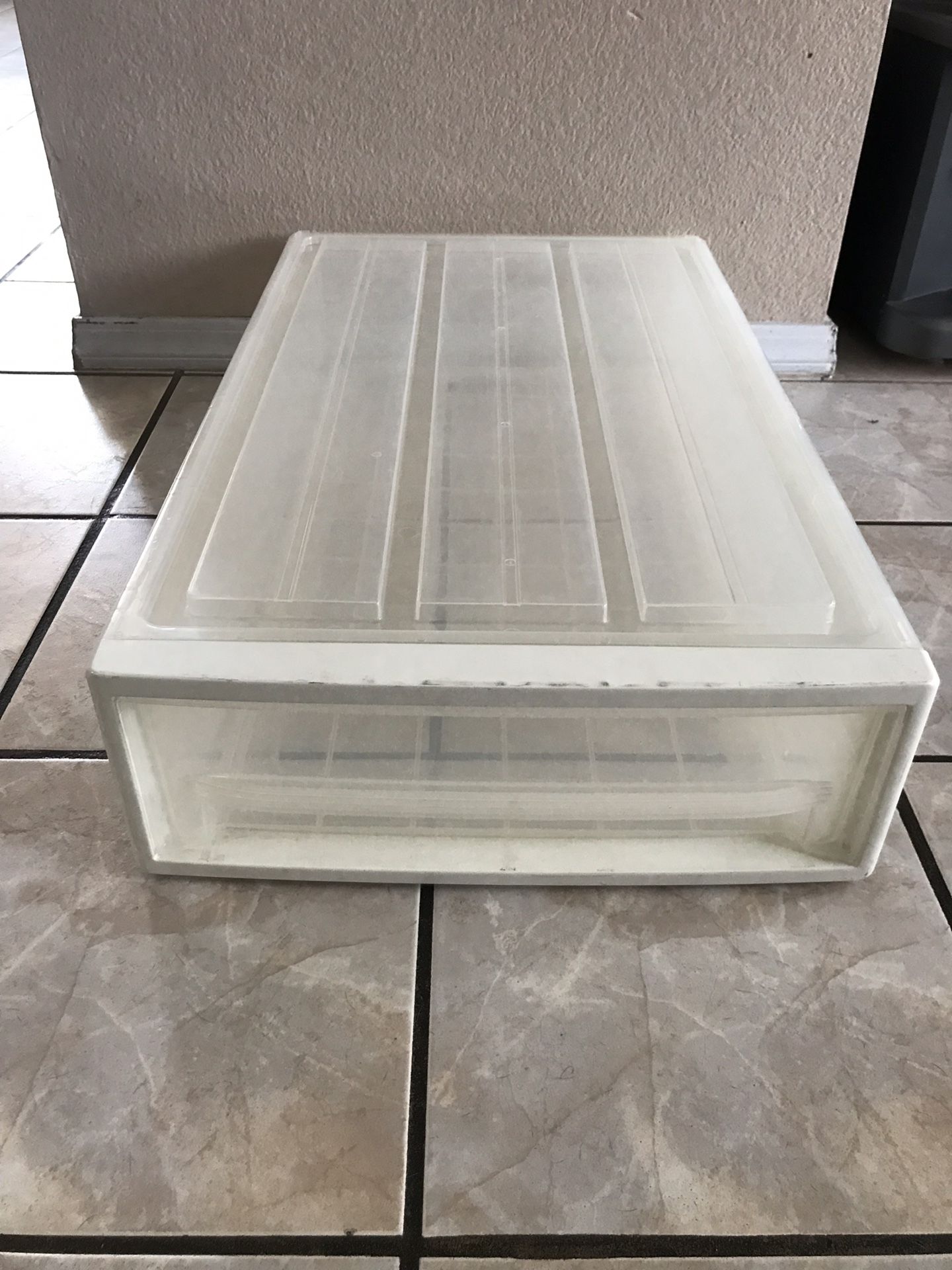 Under Bed Plastic Storage Container Drawer 17x6x28.5”