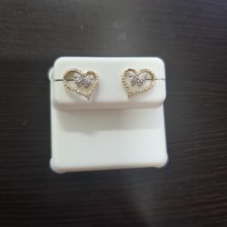 10K .10CTW DIAMOND HEART BUTTERFLY EARRINGS