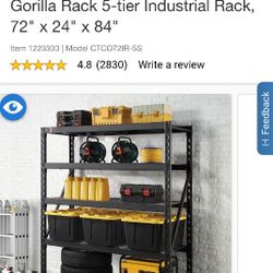 Gorilla Rack 5-tier Industrial Rack, 72" x 24" x 84"