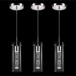 Esfos Pendant Ceiling Light Fixture, LED Kitchen Lighting Crystal Pendant Lights Kitchen Island, 1-Light Integrated Kitchen Hanging Light Fixture Mode