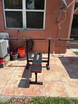 Weight Bench + 30 lb Barbell w/ Collars