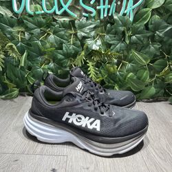 Hoka One One Womens Bondi 8 1127954 BWHT Black Running Shoes Sneakers Size 8.5 D