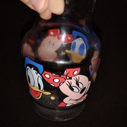 Vintage Disney Painted Glass For Kids Juice Or Put Coins In It Great Condition Very Clean 