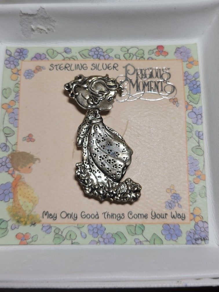 Precious Moments Sterling Silver 925 girl Pin Brooch Vintage. But new in original pack. See all pics
