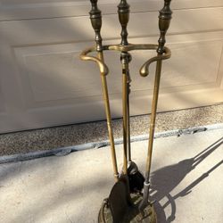 Vintage Brass Fireplace Tool Set