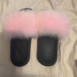 Fuzzy pink slides