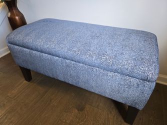 Upholstered Storage Bench | Navy & Cream Striped Chenille, New Fabric!