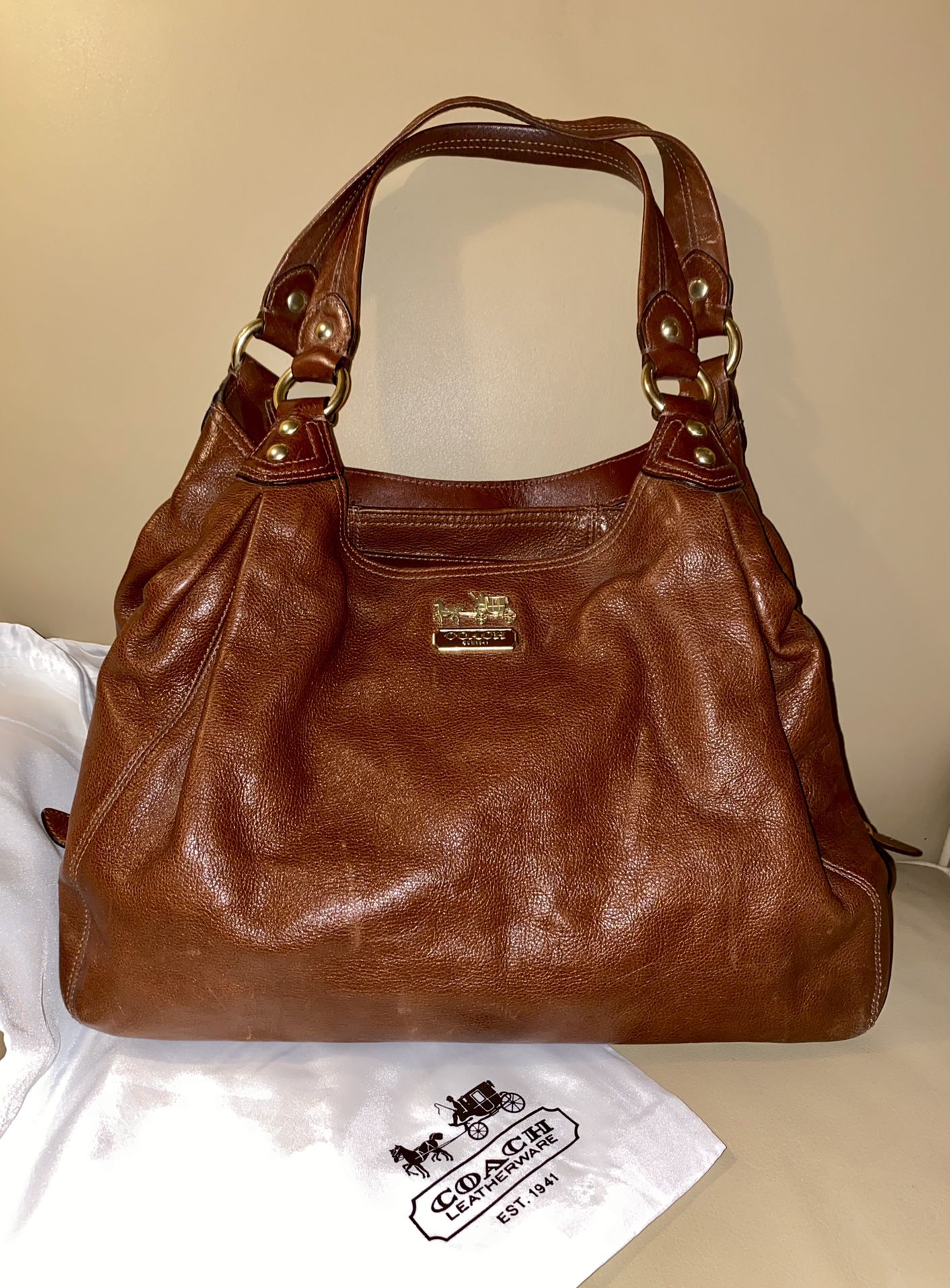 COACH Purse - Brown Leather lined in Light Pink
