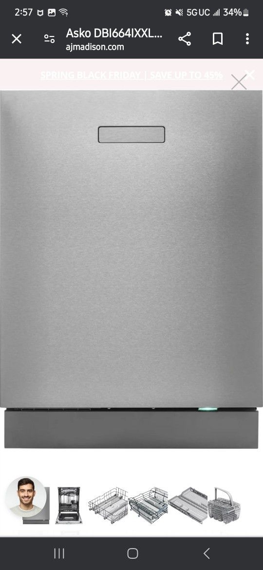 Asko 40 Series DBI664IXXLS Stainless Steel Dishwasher 