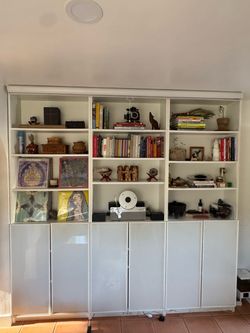 (3) billy bookcases with extension shelf and doors