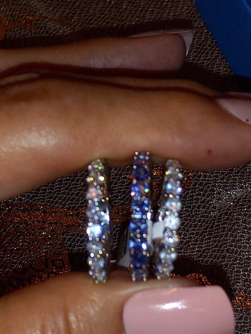 925SS TRIO Ring  Set .. Lab Tanzanites & CZs