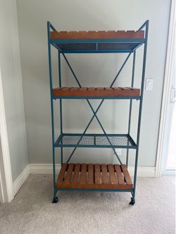 Vintage metal and wood shelf
