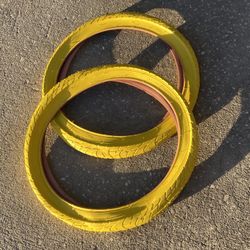 YELLOW BMX Tires NEW 1 PAIR 20 X 2.125