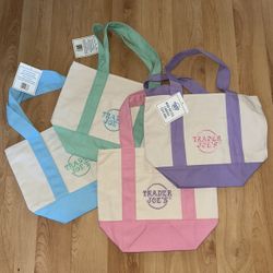 TRADER JOES MINI PASTEL CANVAS TOTE BAG