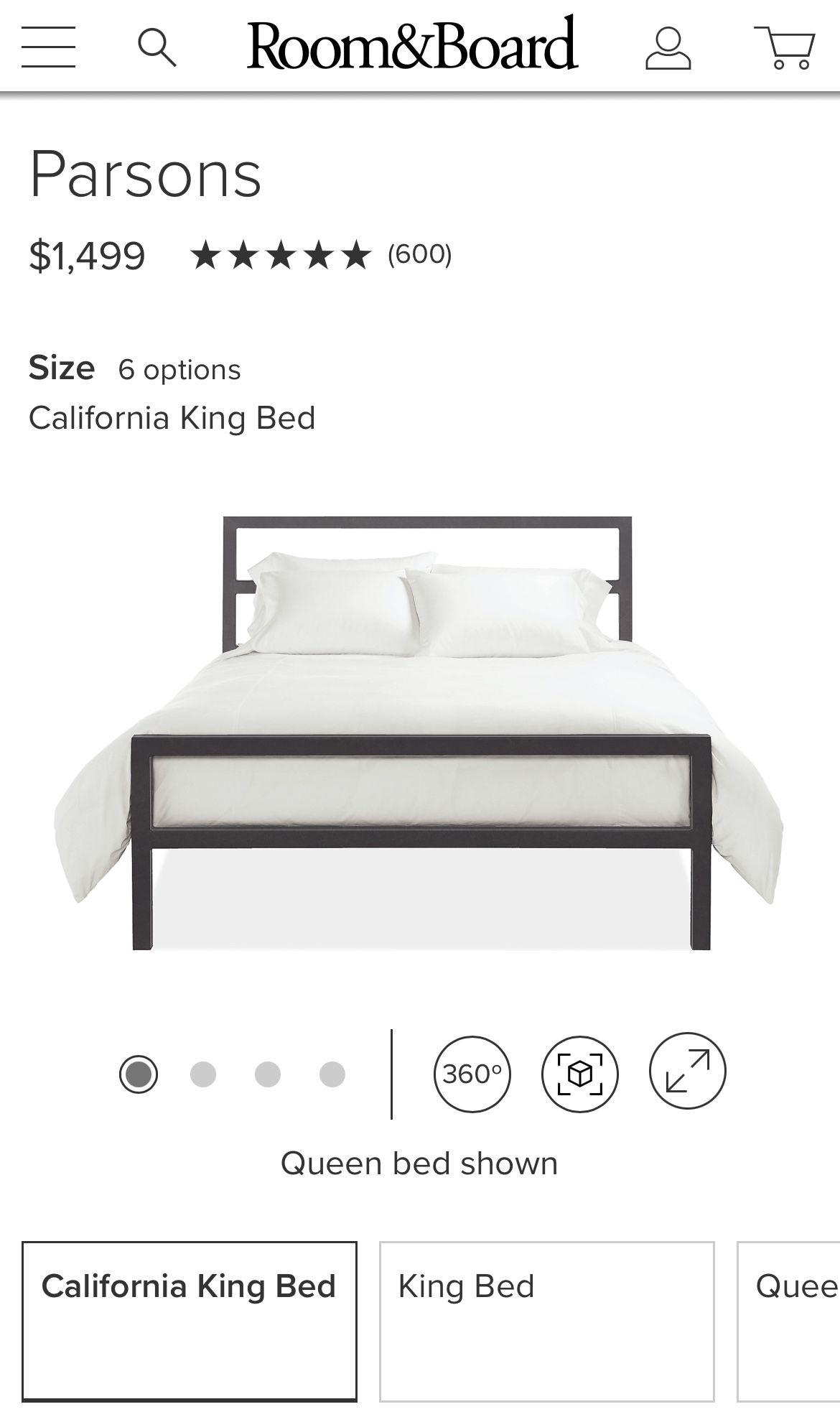 Room & Board California King Parsons Bed frame