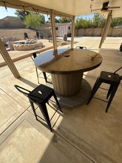 Wooden cable spool table