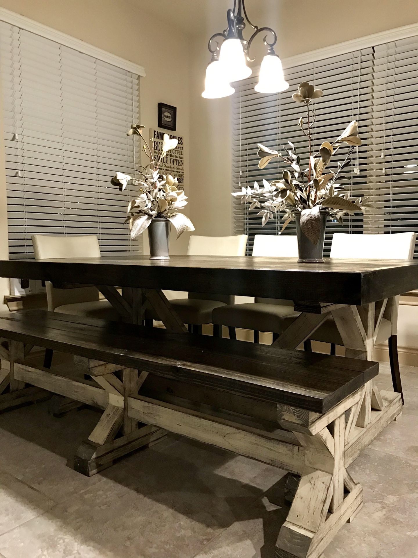 Bench Farmhouse Dining Table For Sale Near Me 6-Foot Table Set