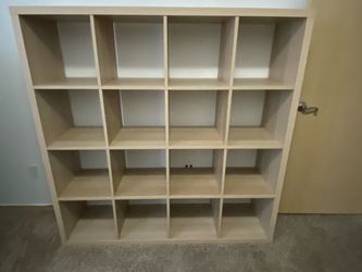 16-Cube Storage Shelving Unit Light Wood