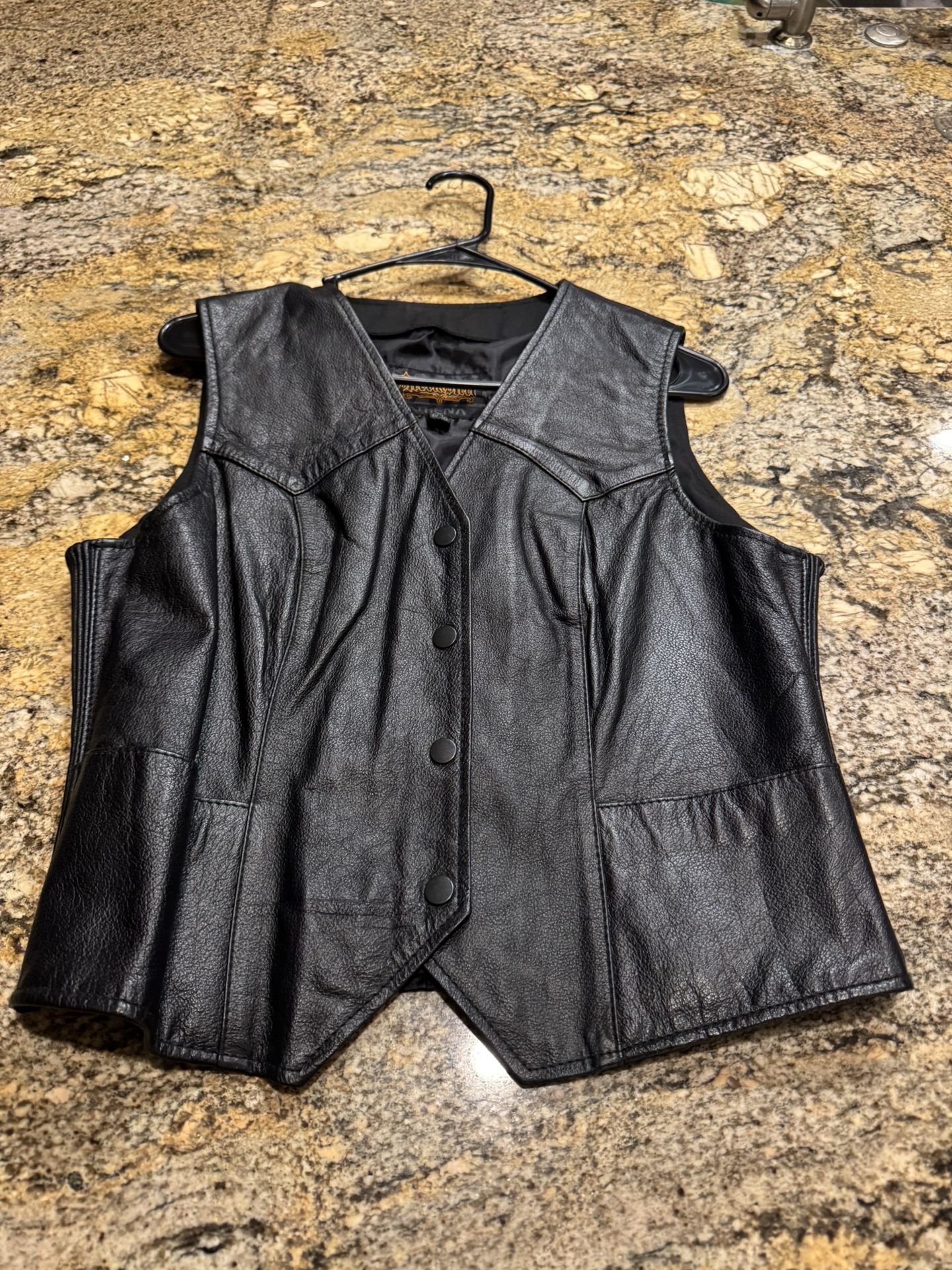 Street & Steel Athena Womens Black Leather Vest