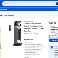 Lasko 22” Elite Collection Ceramic Tower Space Heater with Timer, Remote