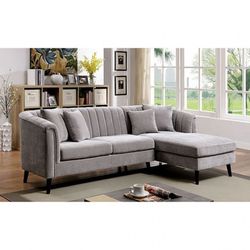 Brand New Grey Mid Century Modern Style Sectional Sofa