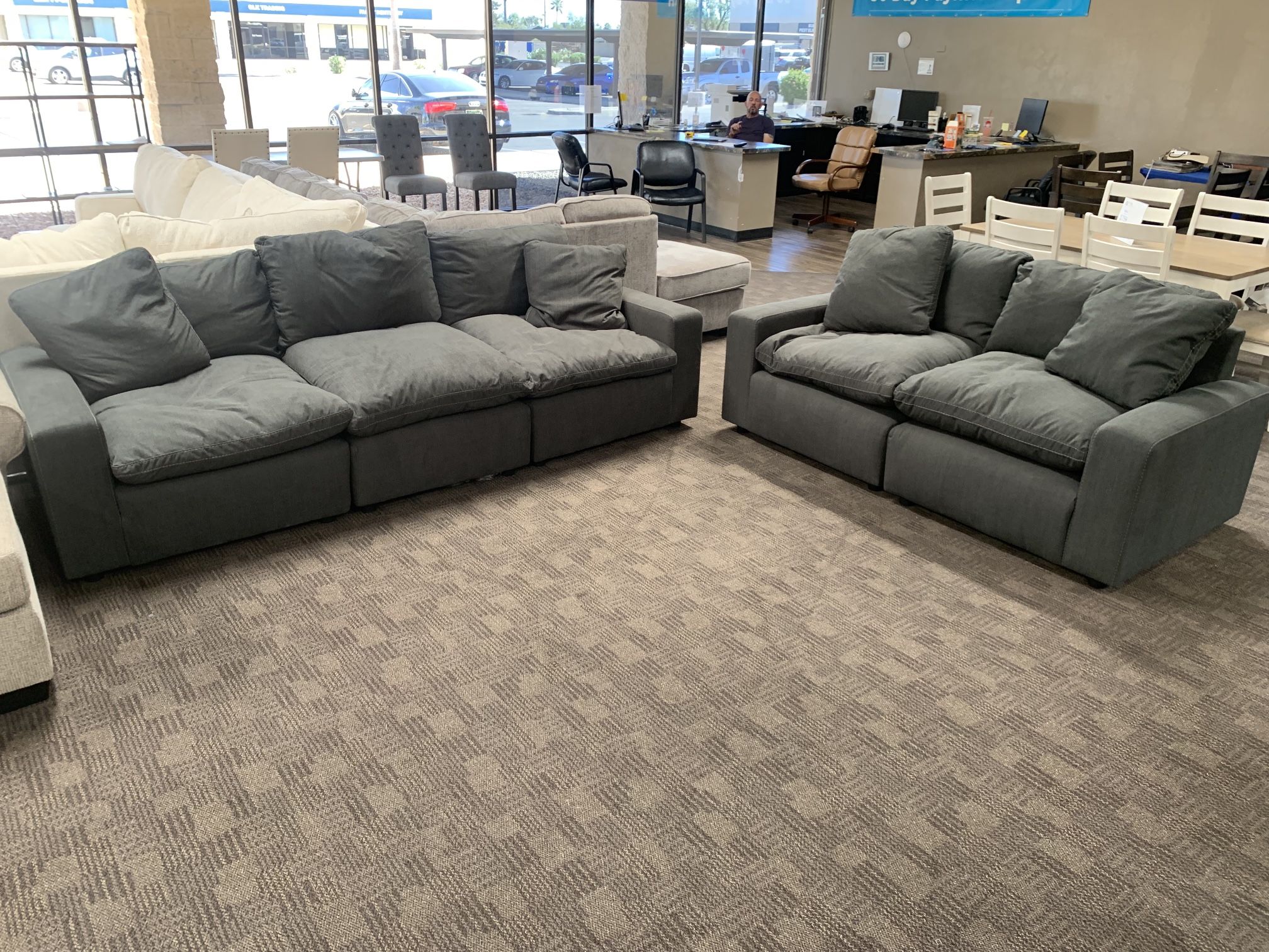 Charcoal Grey Cloud Feather Sofa Set