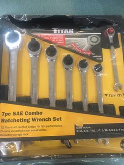 7 piece SAE combo ratcheting wrench set
