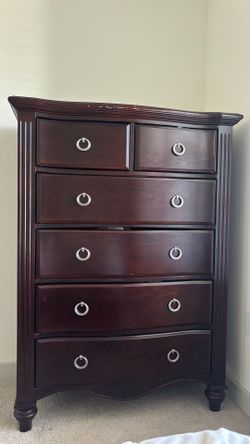 Dark Cherry Wood Tall Dresser / Chest – Excellent Condition