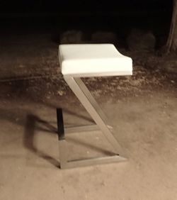 Stool White with Silver Counter Height