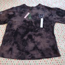 Wild Fable Women's Dark Gray/Purple Tie-Dye Long Sleeve T-Shirt Size Large NWT