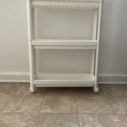 IKEA Multipurpose White Plastic Shelves with Wheels (3 layers)