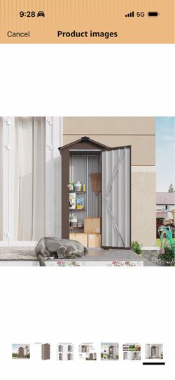 Outdoor Storage Shed, 69.7''x16.9''x29.5'' Metal Tool Shed with Sloping Roof & Lockable Door, Small Shed, Top Tall Vertical Tool Cabinet for Backyard