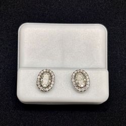 925 Sterling Silver Moissanite Halo Stud Earrings 1.22 CTW