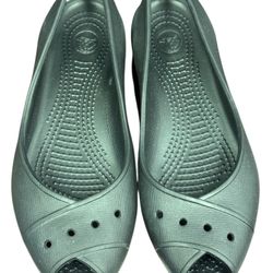 Women's Crocs Ballet Flats Slip On Kadee Black Closed Toe Shoes Size 8