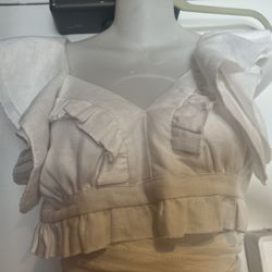 Ruffles Top White VENDOR GIPCCO Dress Shirt Pretty Halter Top 