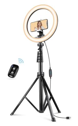 UBeesize 10''Selfie Ring Light with 62''Tripod Stand, Led Ring Light with Phone Holder and Remote