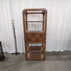 Oak Drop-Front Secretary Desk with Open Shelves