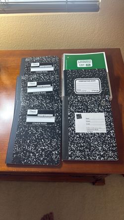 3 college Ruled and 3 wide ruled notebooks