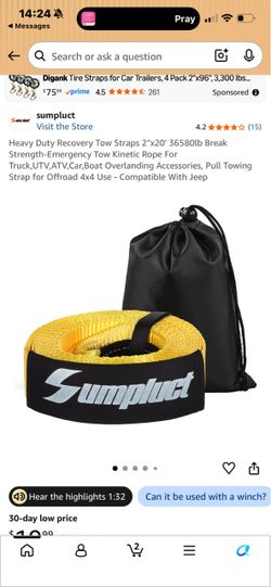 Sumpluct Heavy Duty Recovery Tow Strap 2"x20'