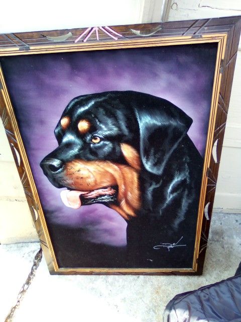 Vintage Velvet Rottweiler Picture