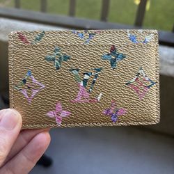 Metallic Monogram LV Garden Card Holder