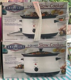New 5 Quart Slow Cooker White Americana Classics - Set of 2