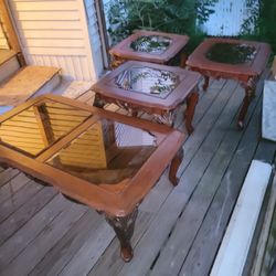 Solid Wood End Tables And Coffee Table.